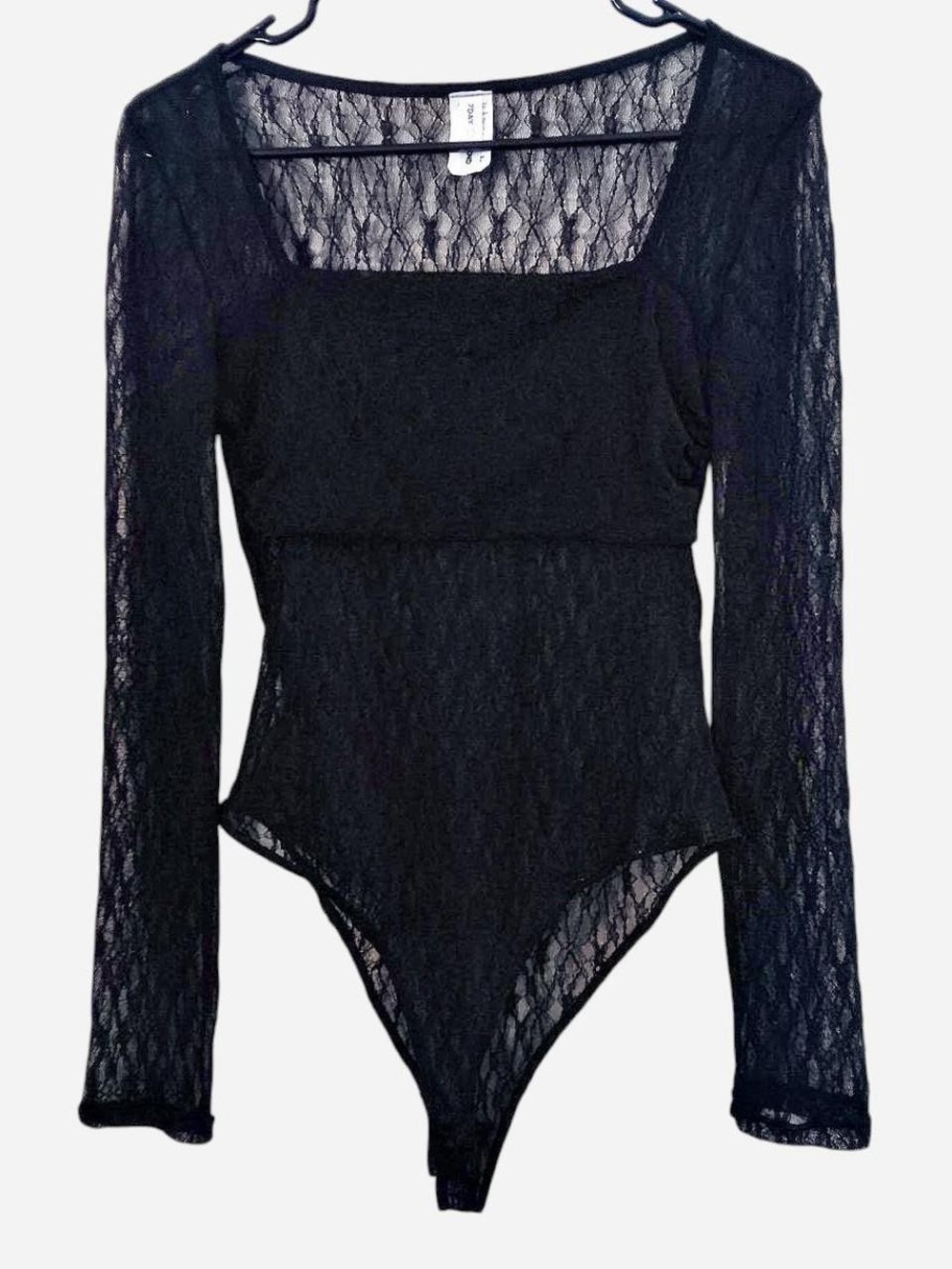Black Lace Long-Sleeve Bodysuit - Women Tops 7day Wknd Large